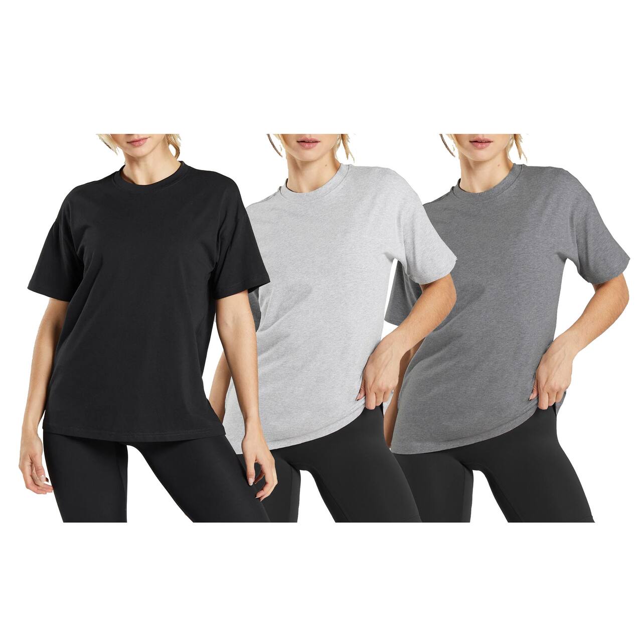 Galaxy by Harvic Loose Fit Crew Neck Women's T-Shirt 3 Pack